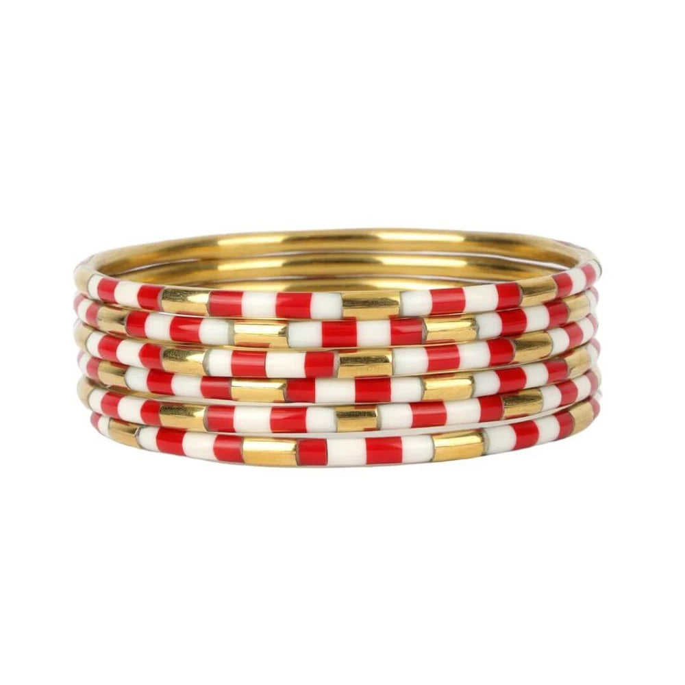 BuDhaGirl Veda Bangles - Set/6 - Red/White