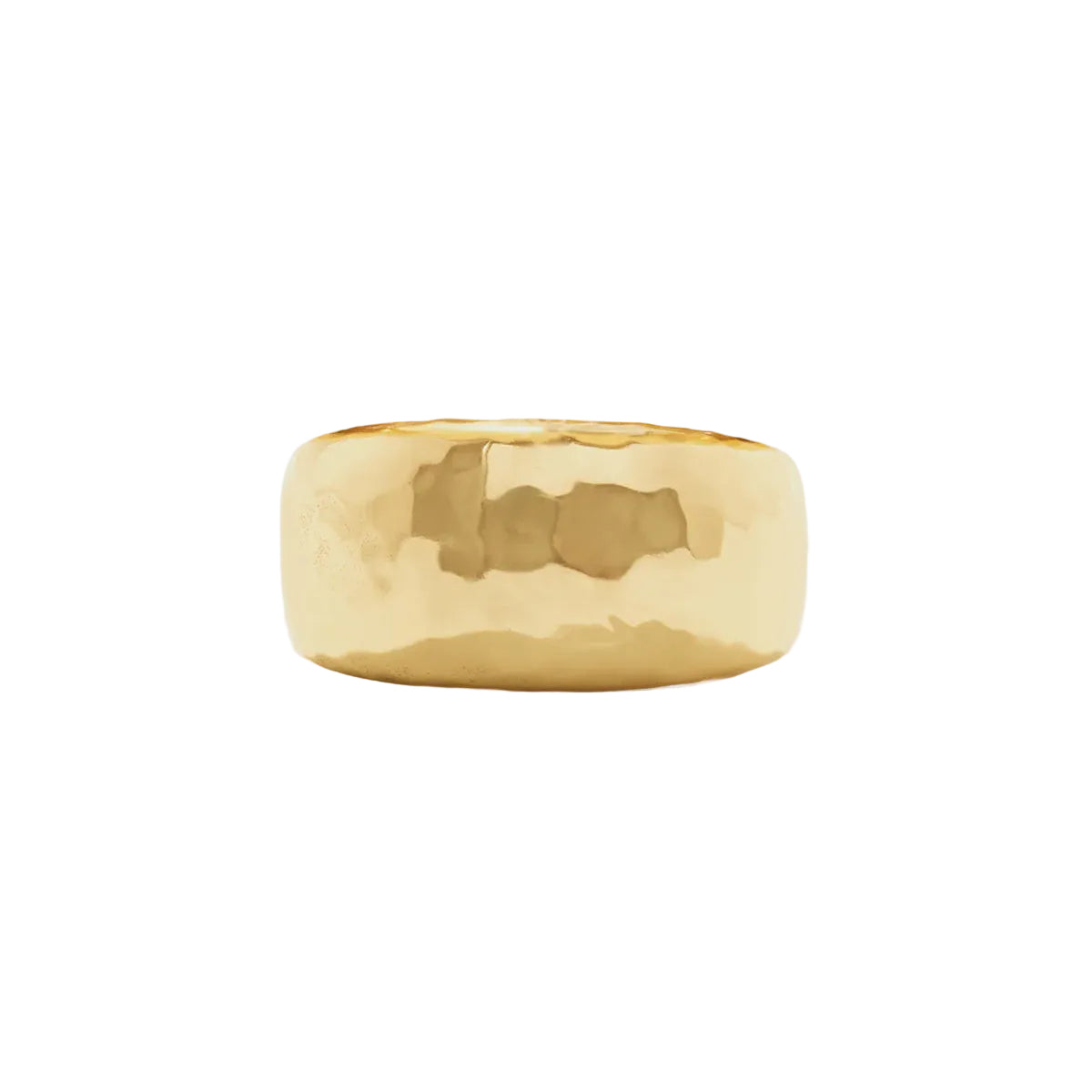 Gold ring with a textured surface on a white background