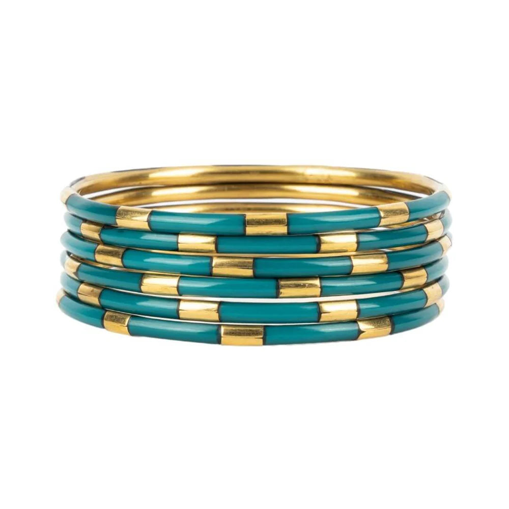 BuDhaGirl Veda Bangles - Set/6 - Caribe Teal Blue
