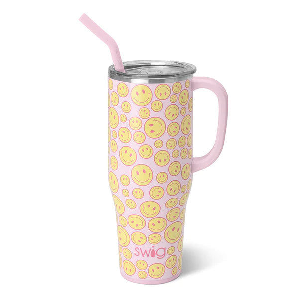 Swig Stainless Steel Mega Mug w/Straw - 40oz. (Oh Happy Day)