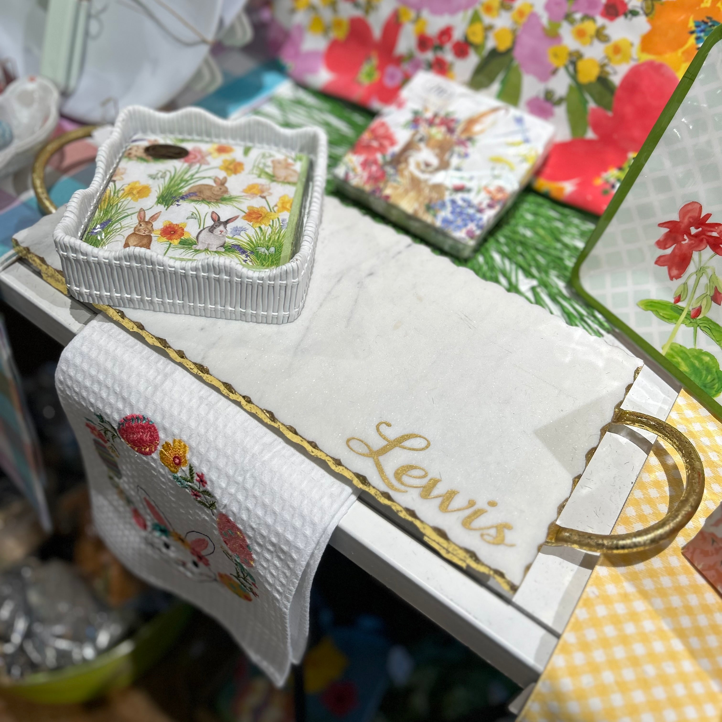 Personalized Gold Edge Marble Board w/Handles