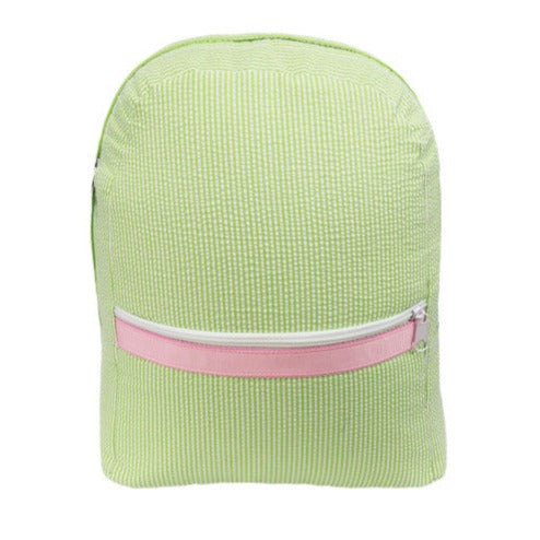 Personalized Small Seersucker Backpack - Lime