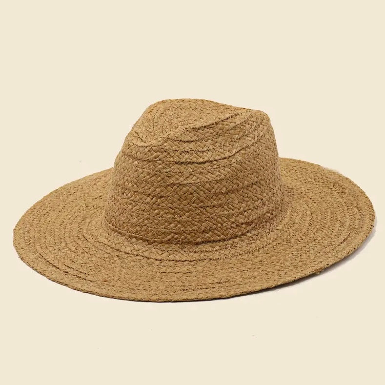 Straw Braid Flat Brim Sun Hat