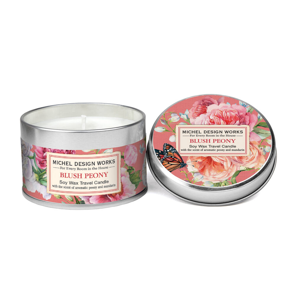Michel Design Works Travel Tin Candle - 4 oz. - Blush Peony
