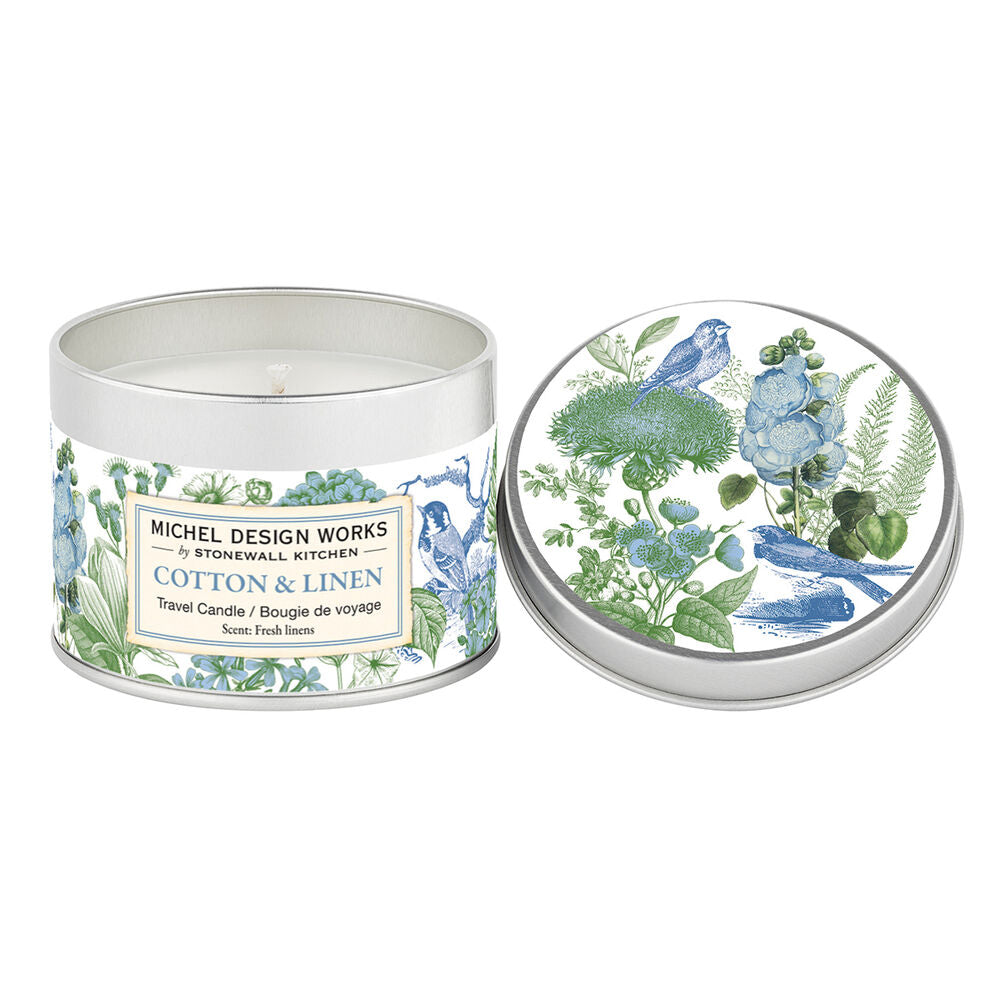 Michel Design Works Travel Tin Candle - 4 oz. - Cotton & Linen