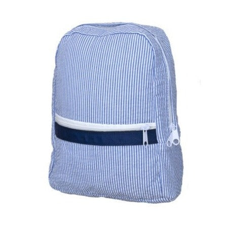 Personalized Small Seersucker Backpack - Navy