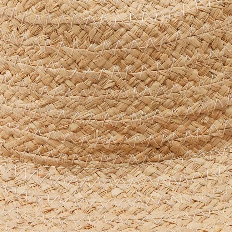 Straw Braid Flat Brim Sun Hat - Close Up