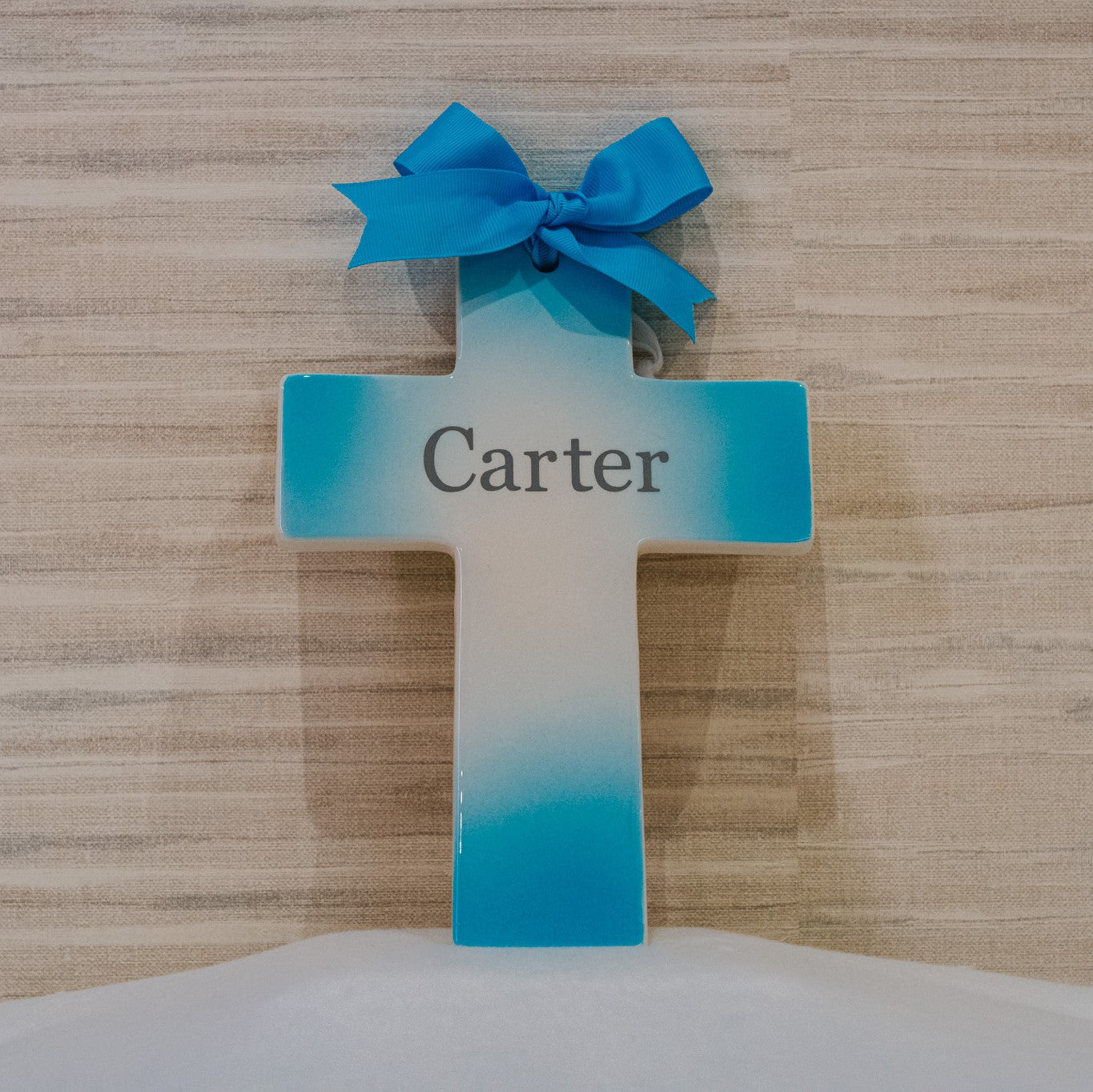 Personalized Ceramic Ombre Cross - Blue
