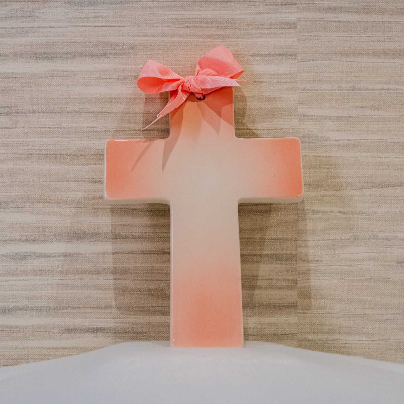 Personalized Ceramic Ombre Cross - Pink