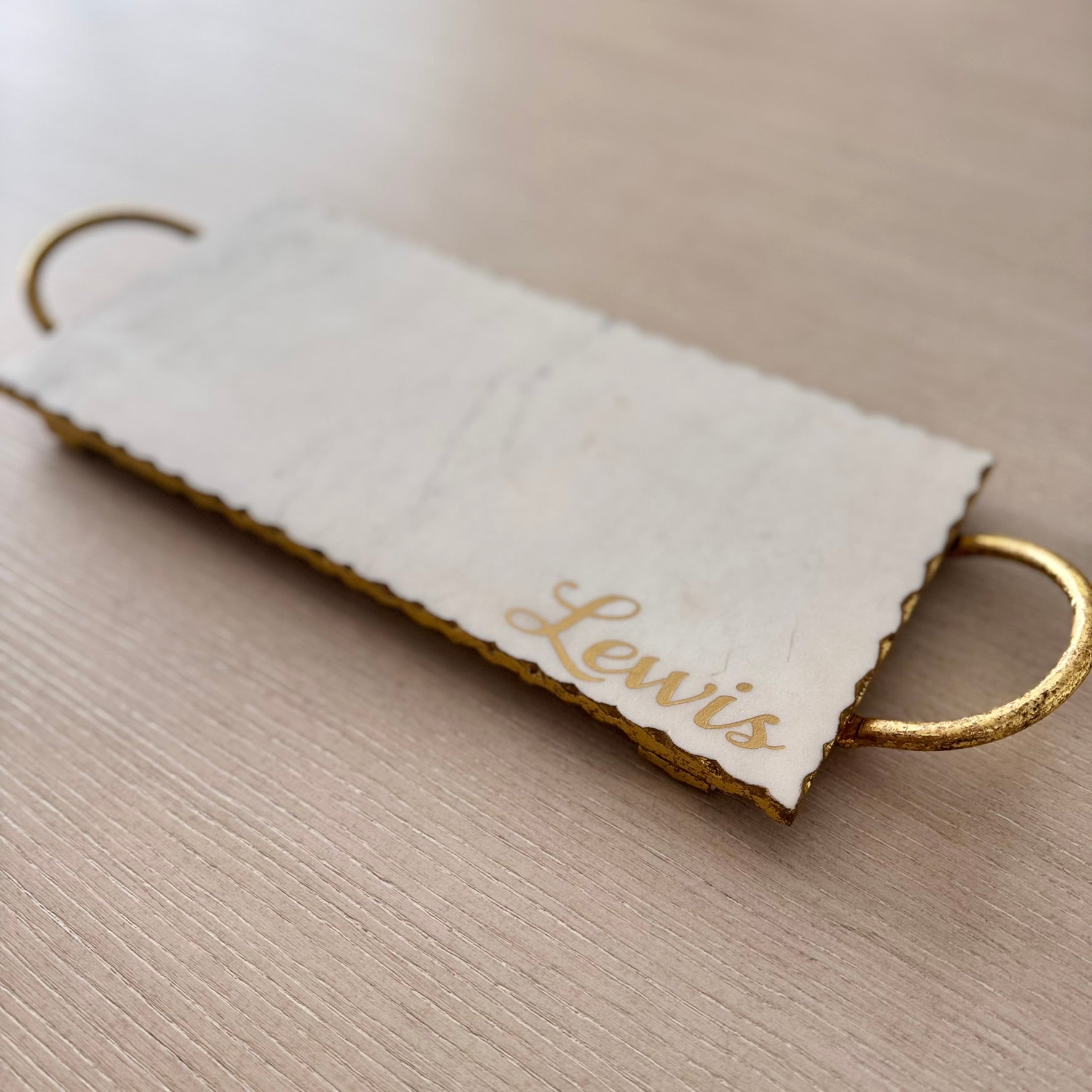 Personalized Marble Board Gold Edge Handles
