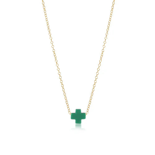 enewton 16" Necklace Gold Signature Cross - Emerald
