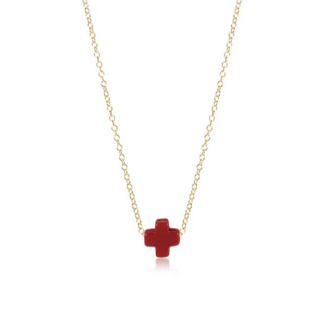 enewton 16" Necklace Gold Signature Cross - Red