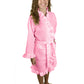 Personalized Knee Length Cotton Kimono Robe - Pink
