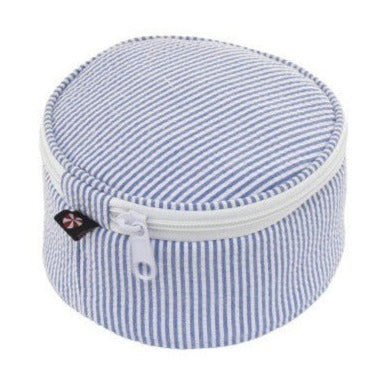 Personalized Seersucker Button Bag - Navy