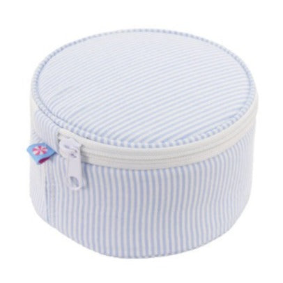 Personalized Seersucker Button Bag - Blue