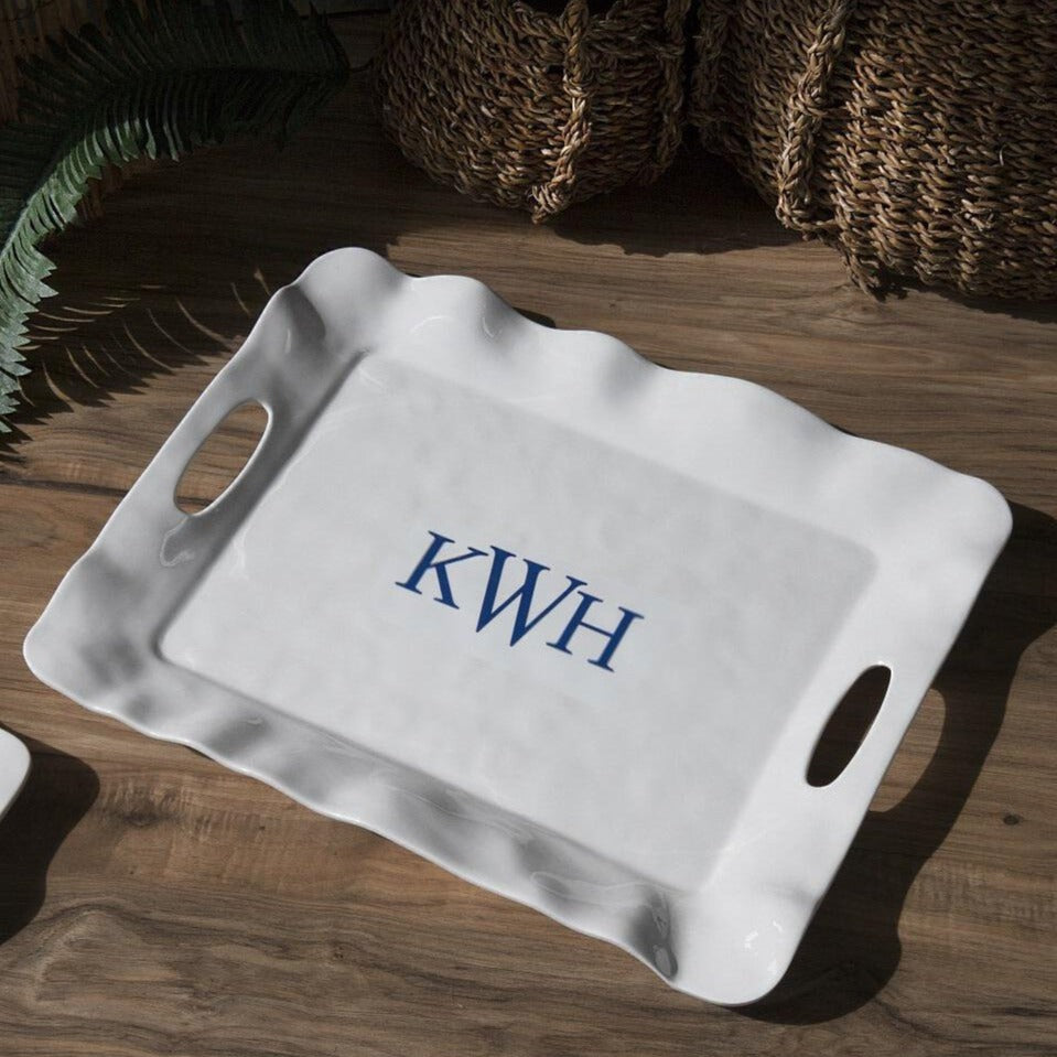 Beatriz Ball Vida Havana White Rectangluar Tray w/Handles