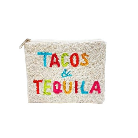 Hand-Beaded Coin Pouch - Tacos & Tequila
