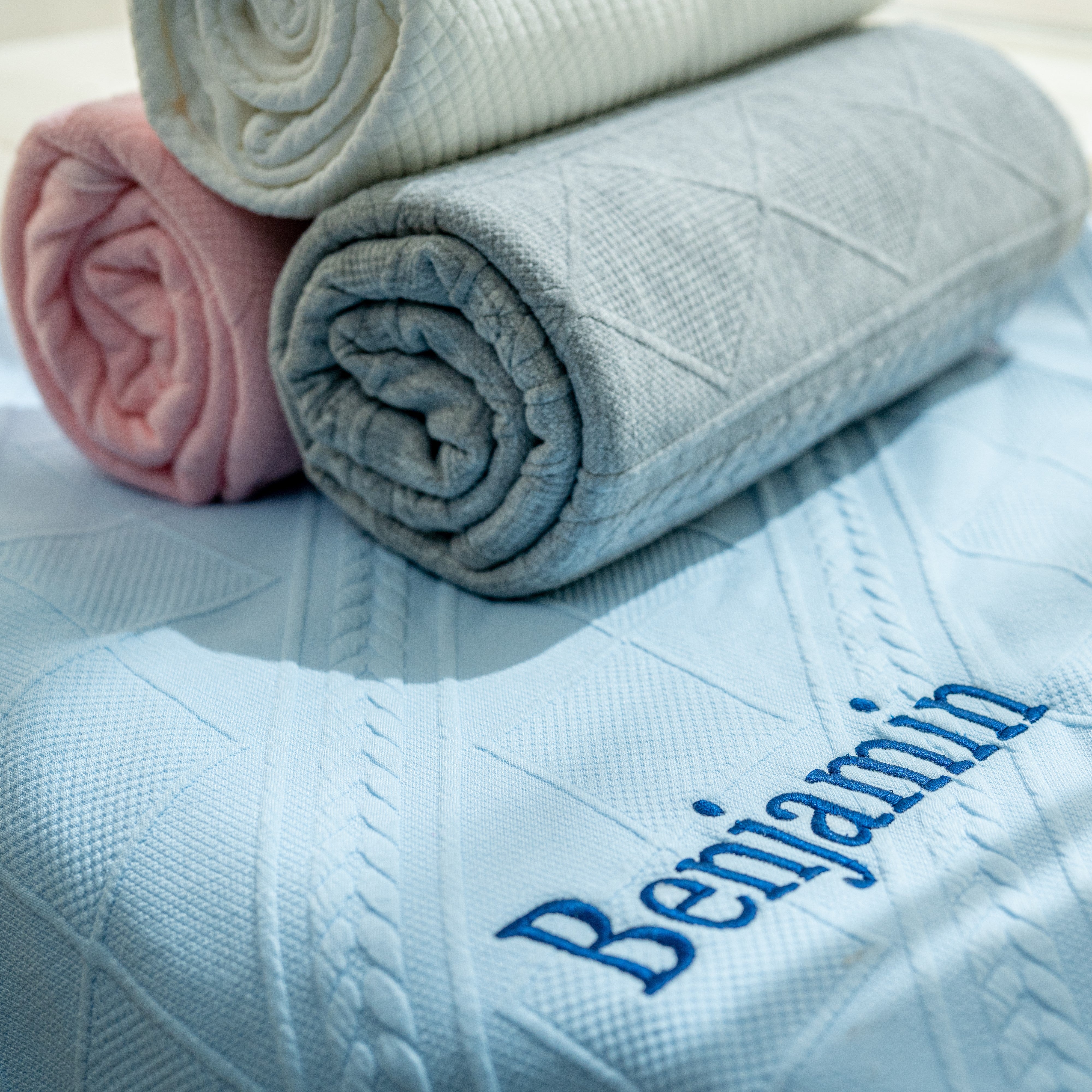 Personalized Knit Textured Pattern Baby Blanket