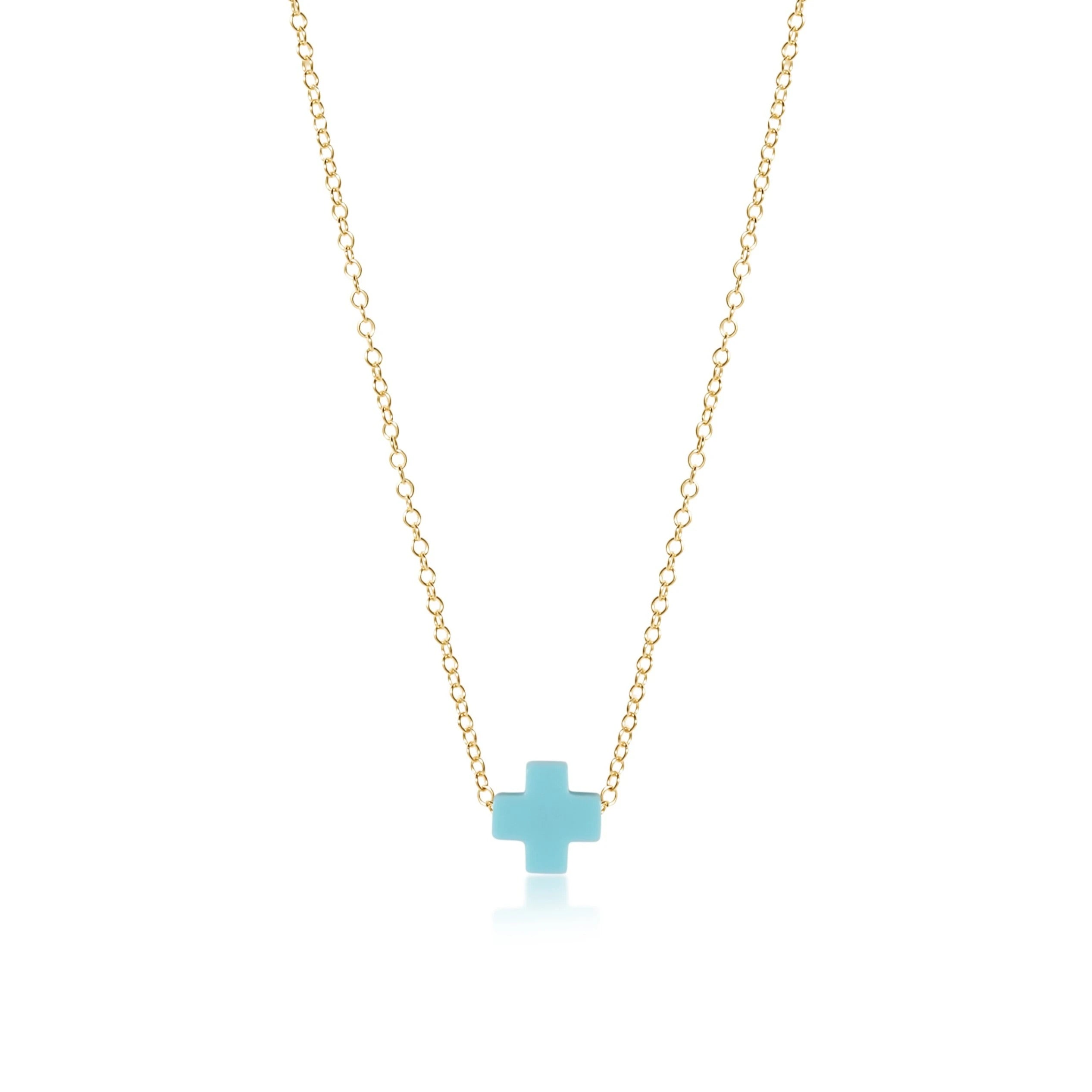 enewton 16" Necklace Gold Signature Cross - Turquoise