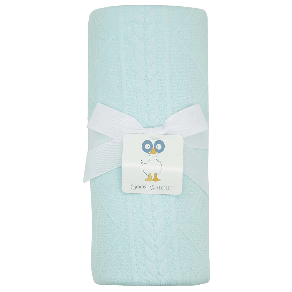 Personalized Knit Textured Pattern Baby Blanket - Mint