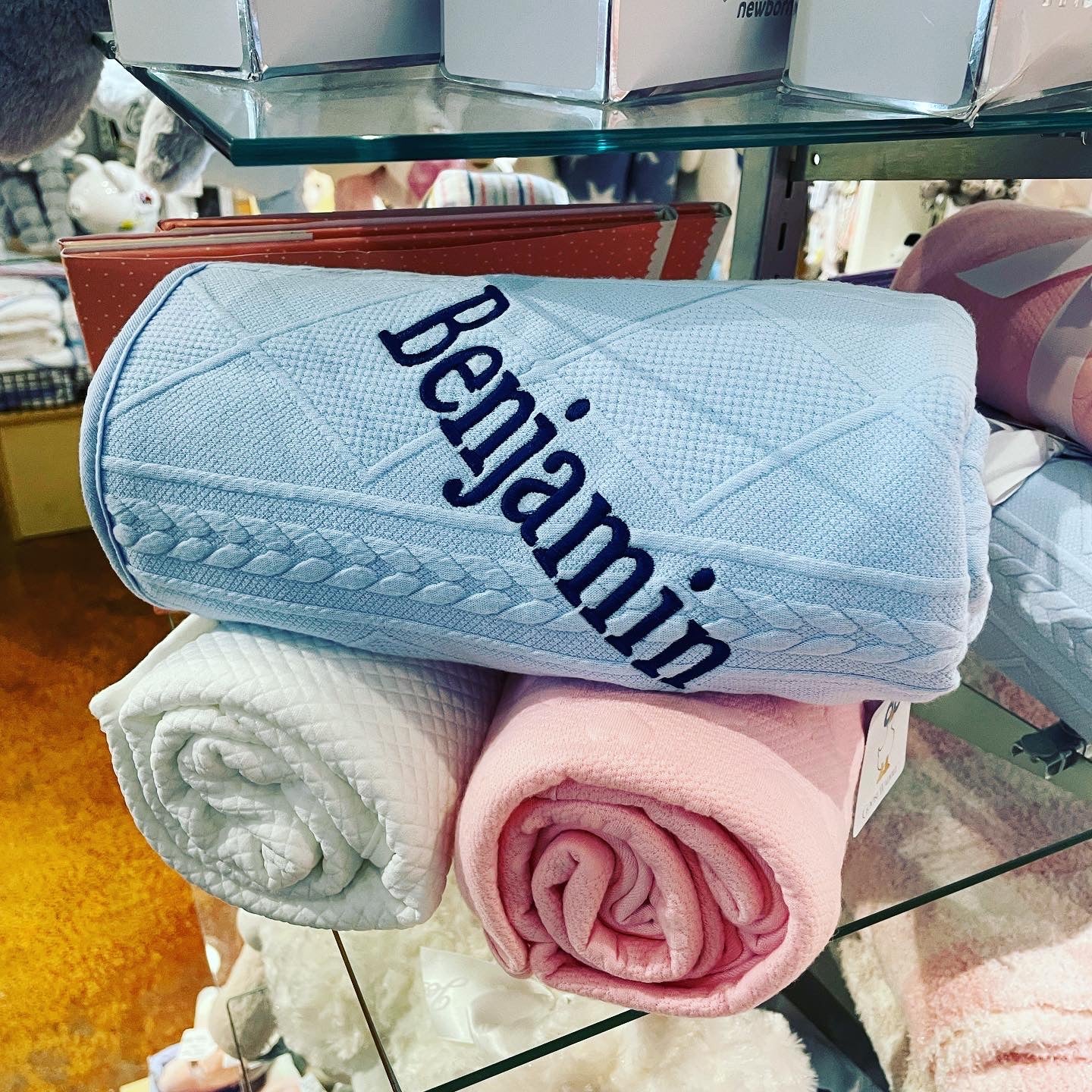 Personalized Knit Textured Pattern Baby Blanket