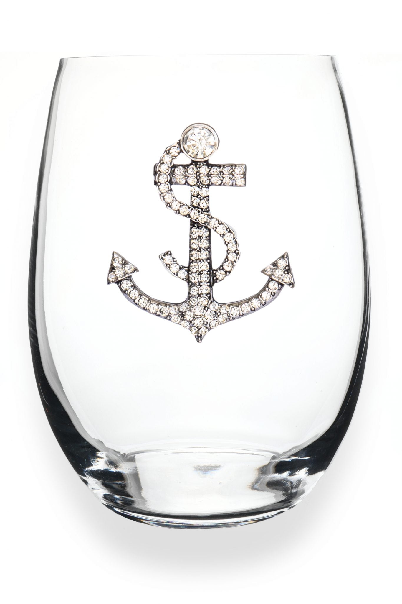 Jeweled Stemless Wine Glass Anchor Cat's Meow Personalized Gifts