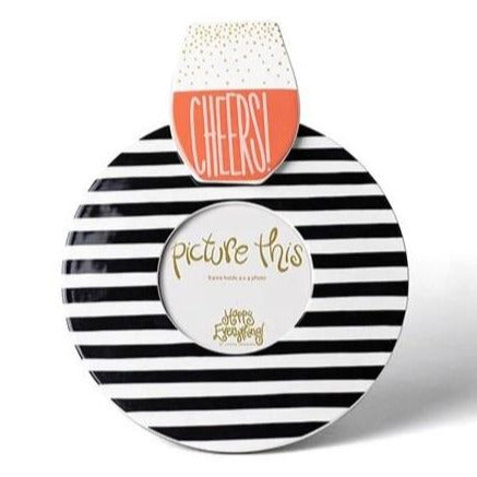 Happy Everything Round Striped Frame - Medium - Black