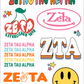 Sorority Sticker Sheet - Zeta Tau Alpha