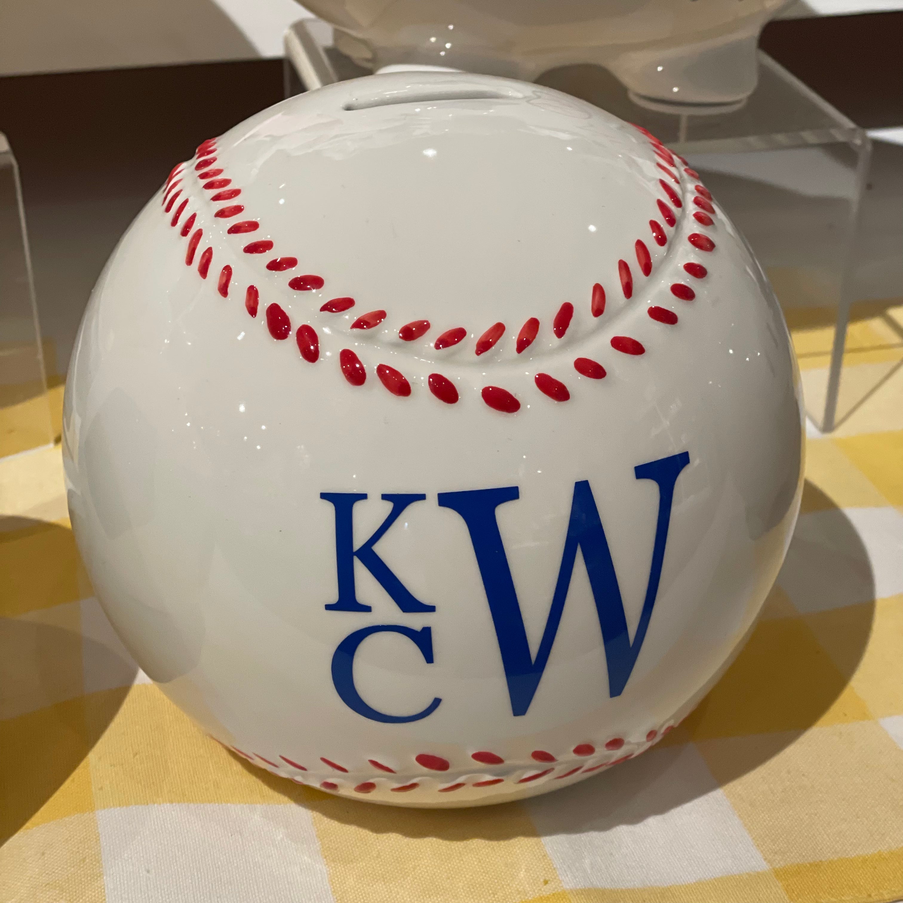 Personalized Baseball Bank - Stacked Mono