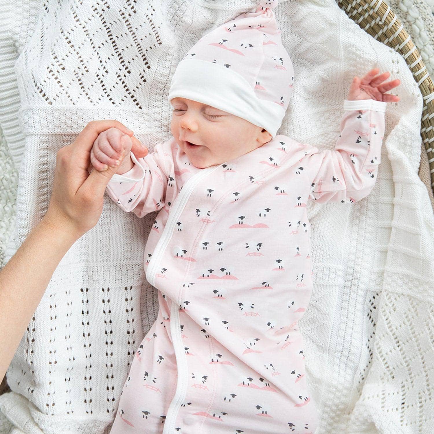 Magnetic Me Modal Infant Sack Gown & Hat Set - Baa Baa Baby, Pink, Lifestyle