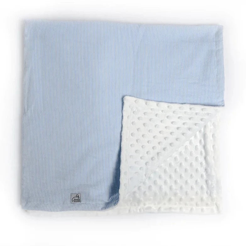 Personalized Seersucker Baby Blanket - Blue