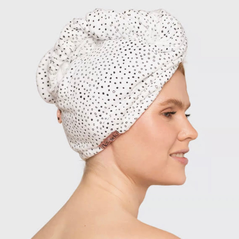 Quick Dry Hair Towel - Black Dot