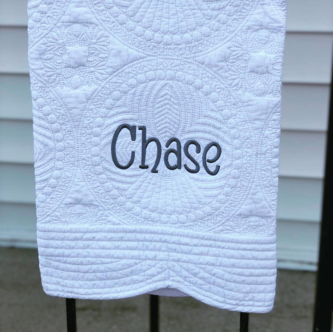 Personalized Baby Quilt - White