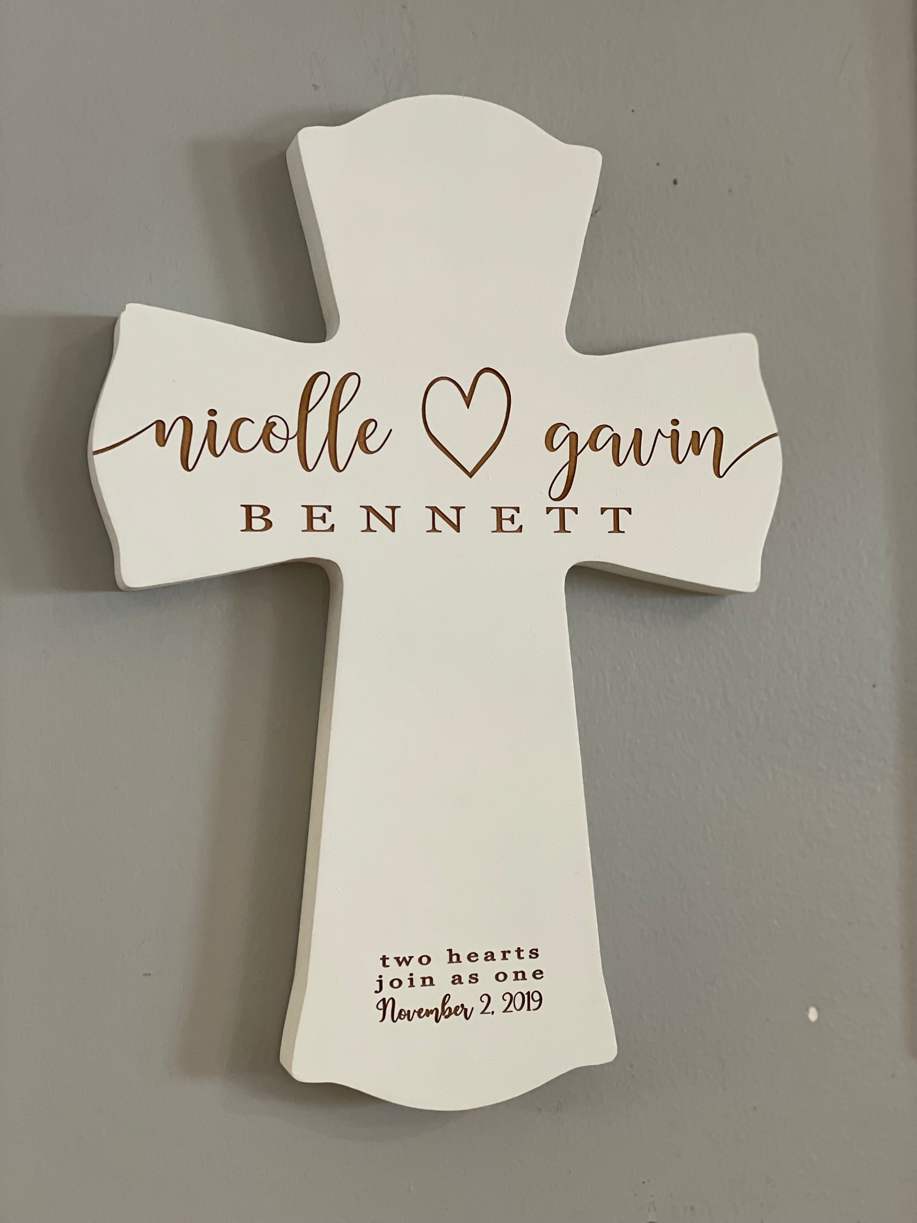 Personalized Wooden Cross - White