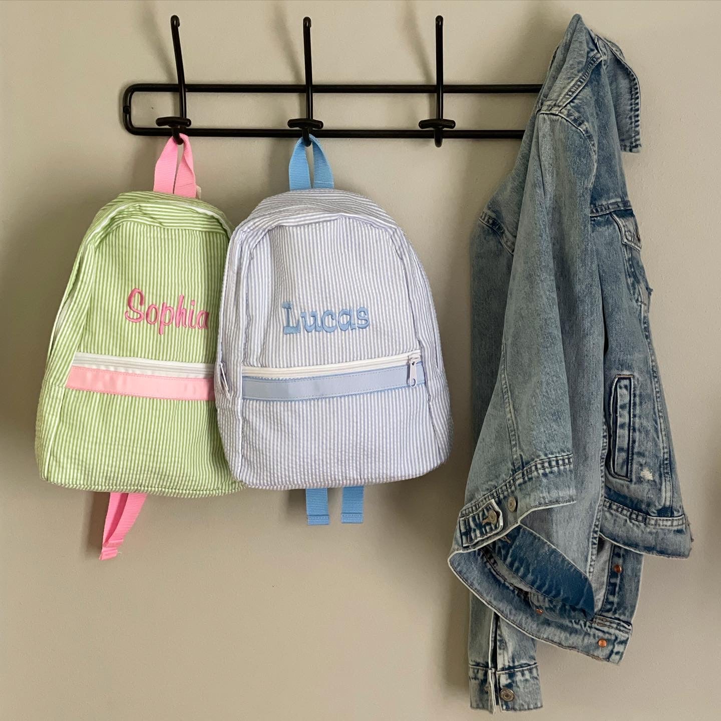 Personalized Small Seersucker Backpack - Assorted Colors