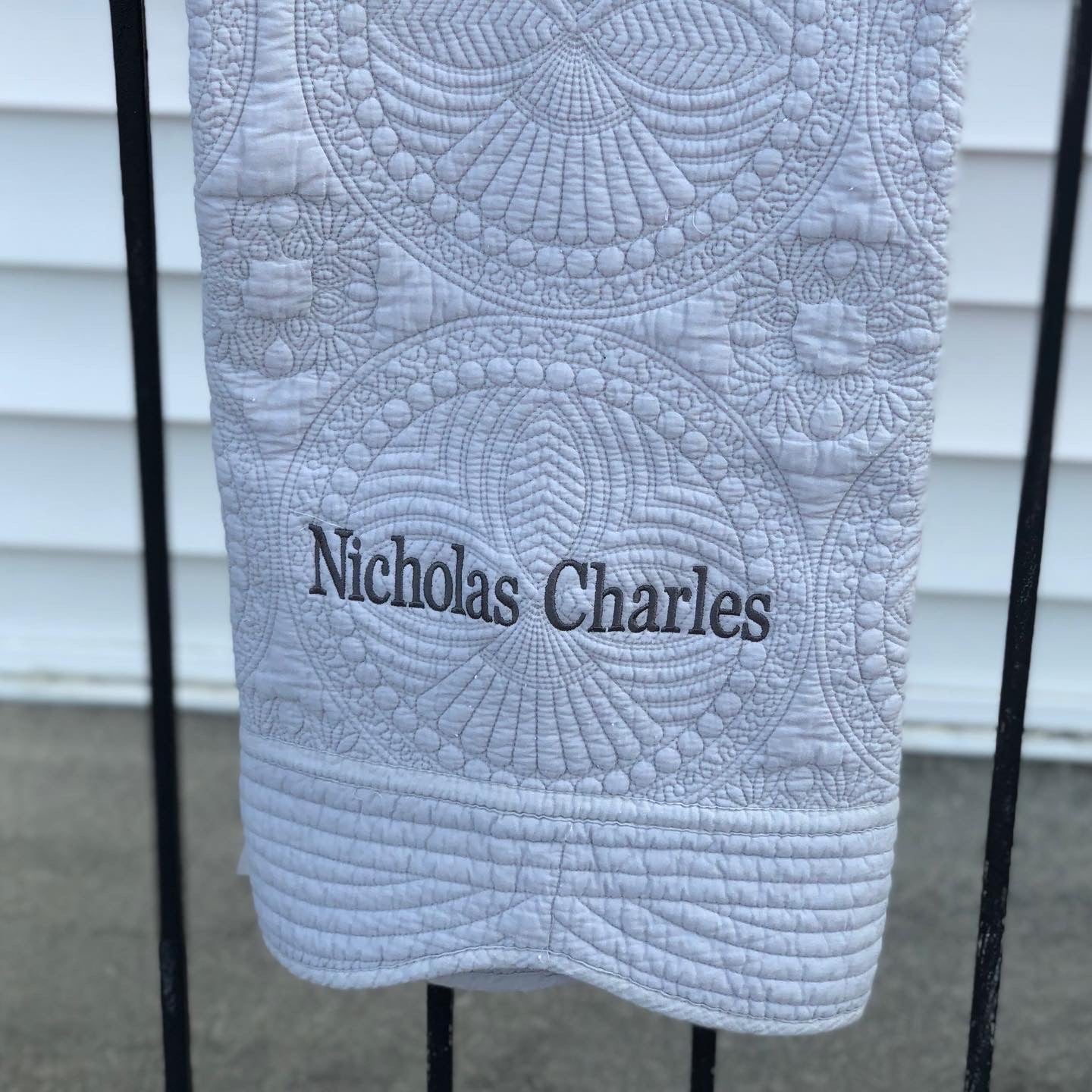 Personalized Baby Quilt - Grey