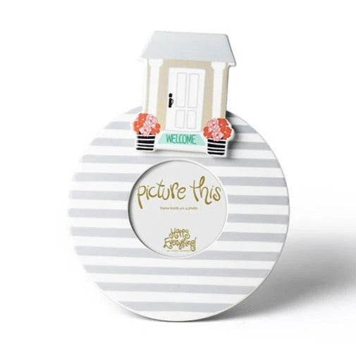 Happy Everything Round Striped Frame - Medium - Stone