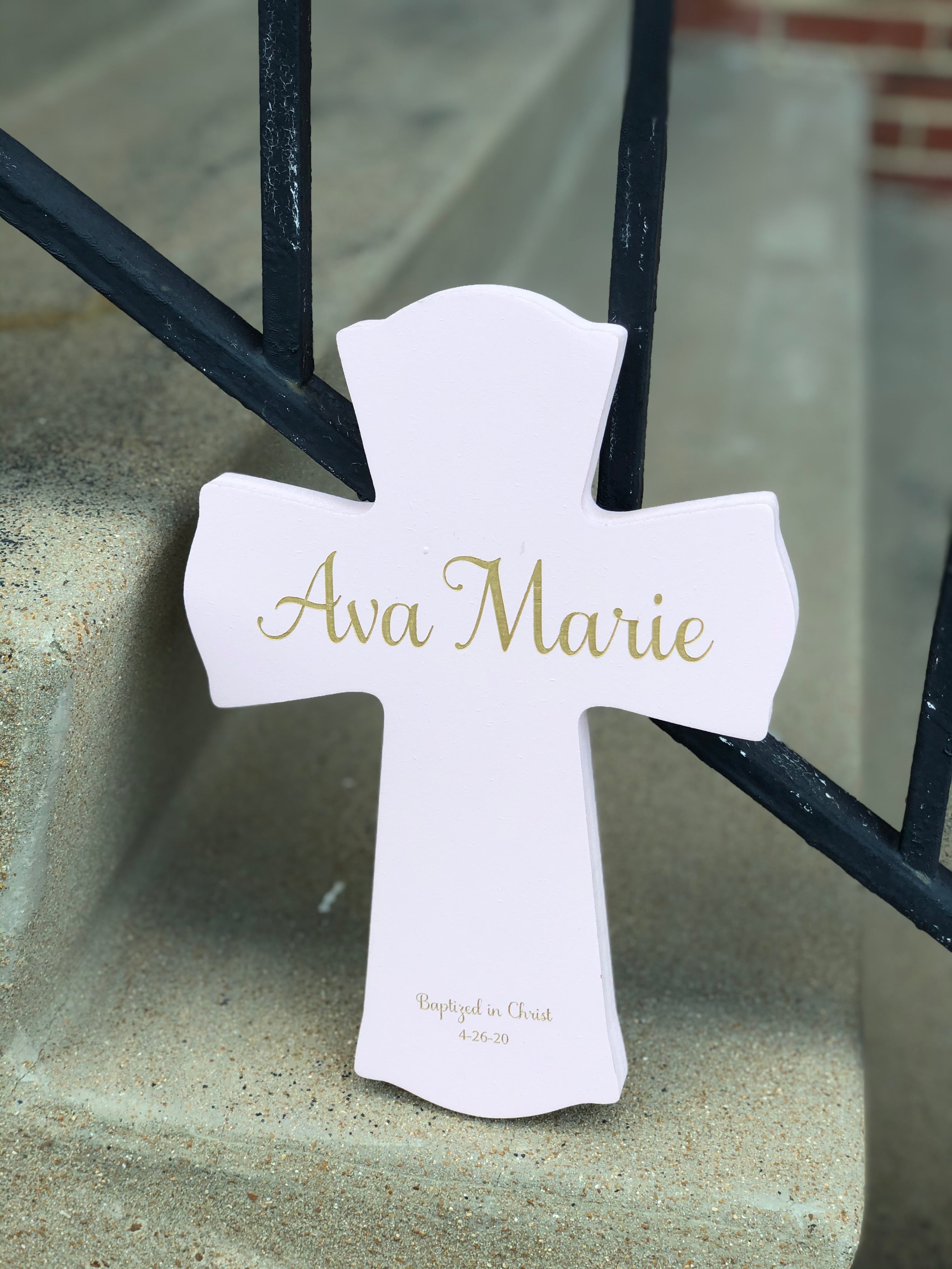 Personalized Wooden Cross - Pink