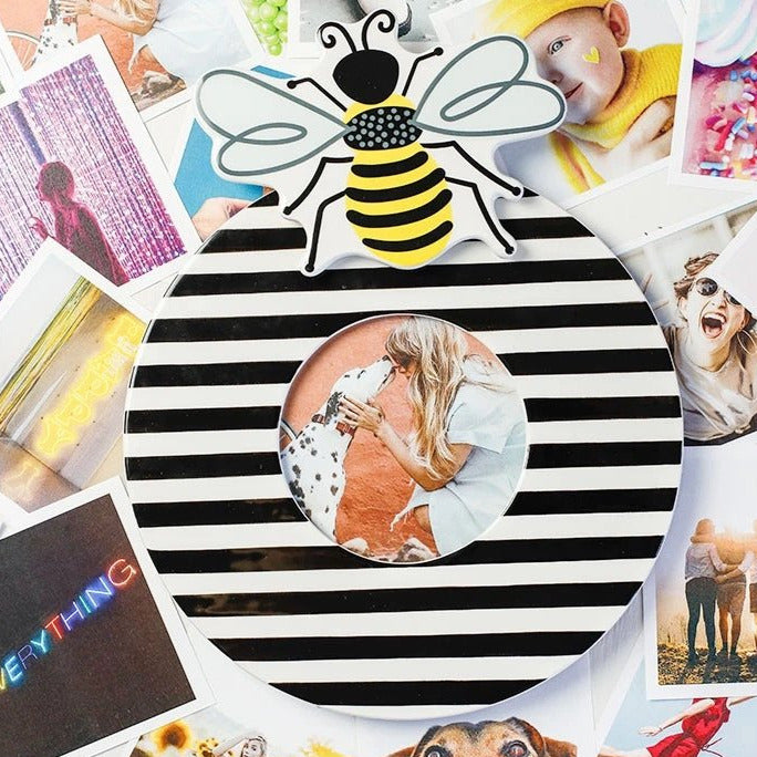 Happy Everything Round Striped Frame - Medium - Black