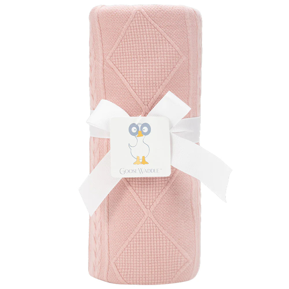 Personalized Knit Textured Pattern Baby Blanket - Rose
