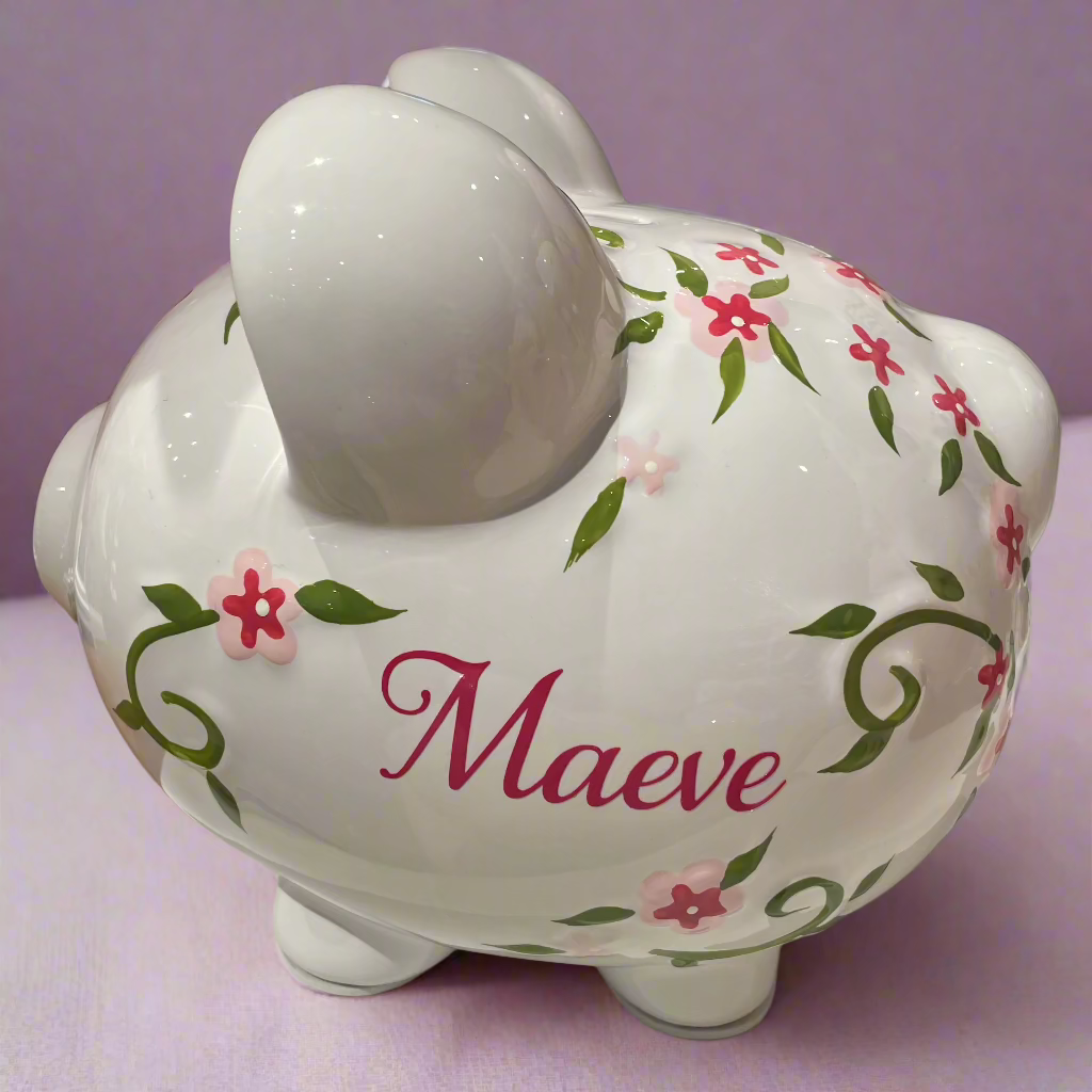 Personalized Large Shabby Chic Piggy Bank