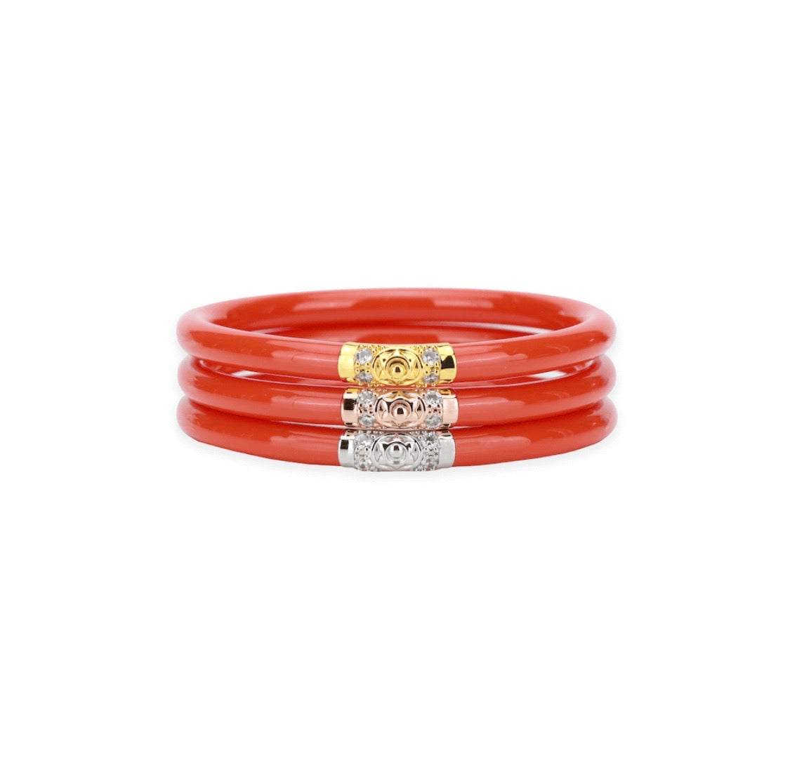 Budhagirl All Weather Bangle - 3 Kings, Set/3 - Coral