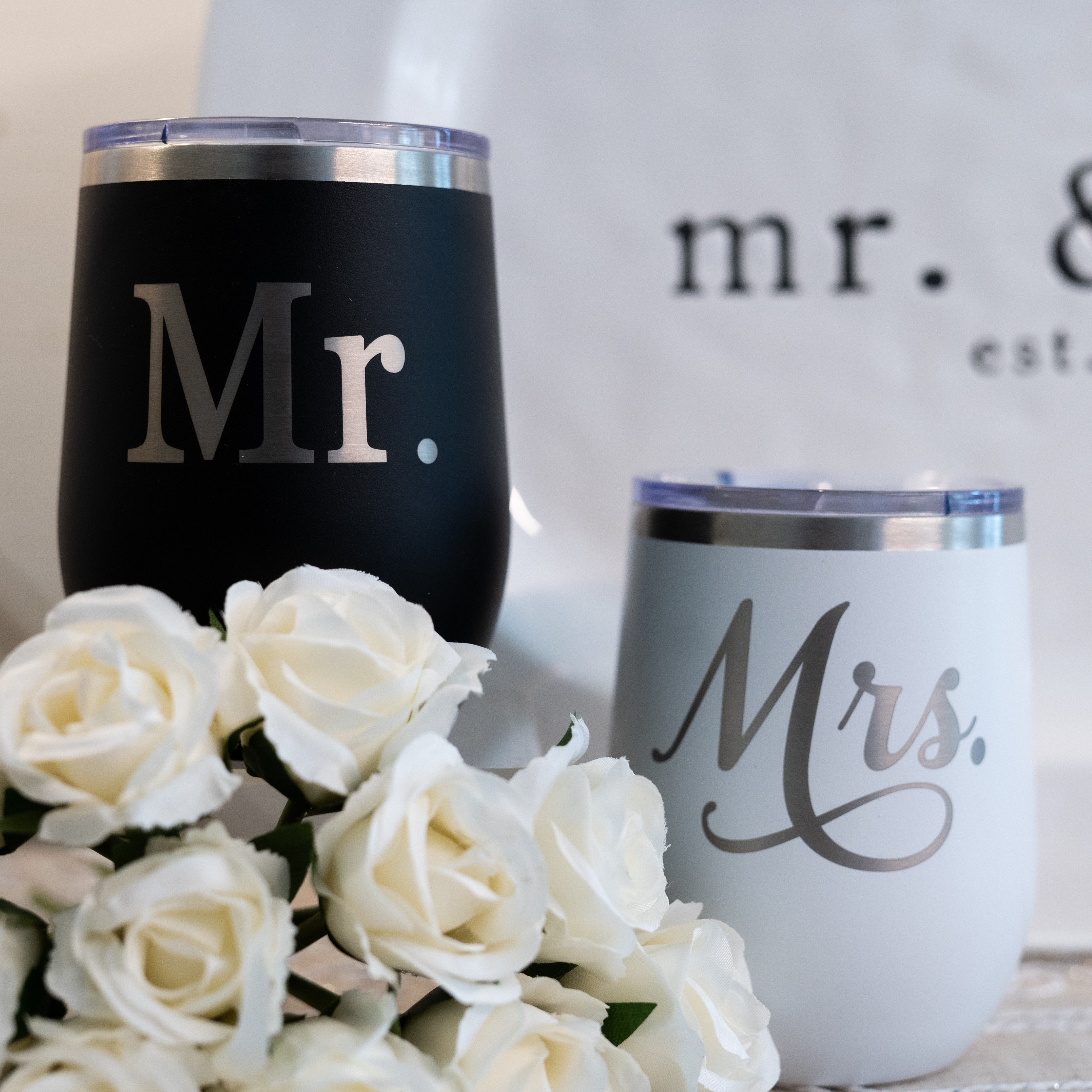 Mr & Mrs Wine Tumbler Gift Set – Marketing Matters