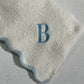 Scallop Trim Chenille Baby Blanket - Blue