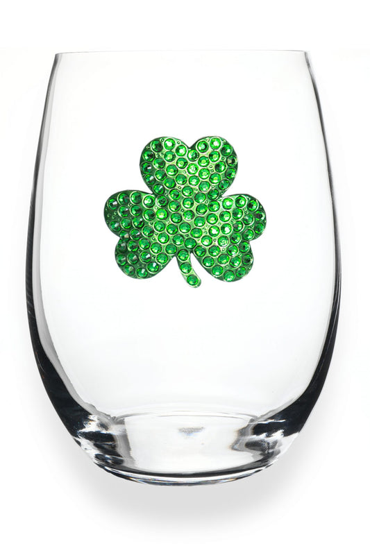 Jeweled Stemless Wine Glass - Shamrock