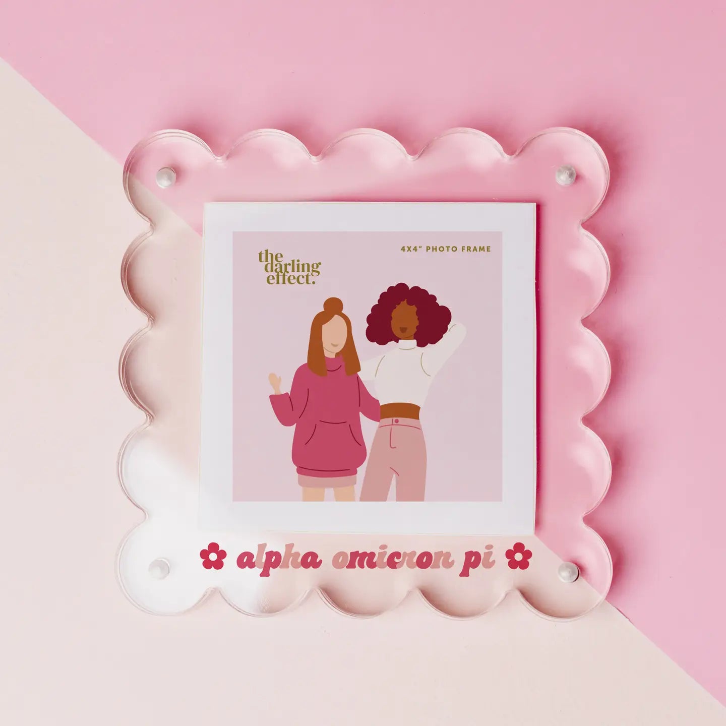 Sorority Acrylic Frame w/Scalloped Edges - Alpha Omicron Pi