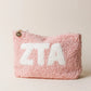 Sorority Blush Sherpa Greek Letter Pouch - Zeta Tau Alpha