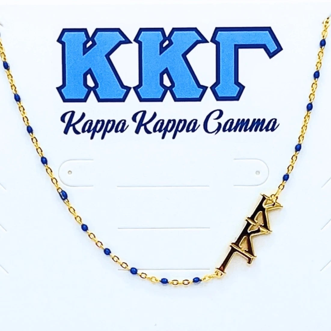 Sorority Necklace - Side Set Greek Letters/Gold - Kappa Kappa Gamma