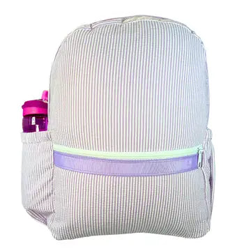 Personalized Medium Seersucker Backpack - Lilac