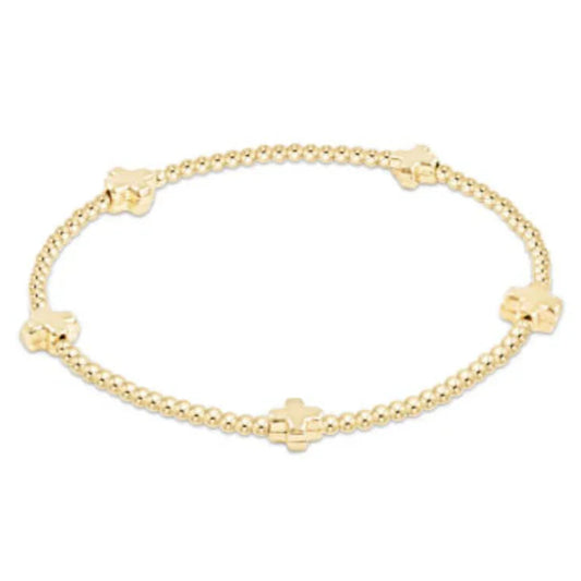 enewton Signature Cross Small Gold Pattern 2mm Bead Bracelet - GOLD